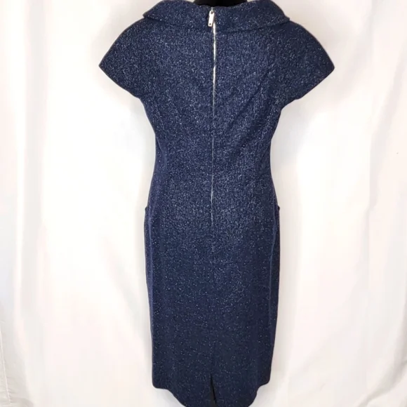 Lafayette 148 New York Wool Blend Fitted Bodice Dress Cowl Neck Size 10. #0197